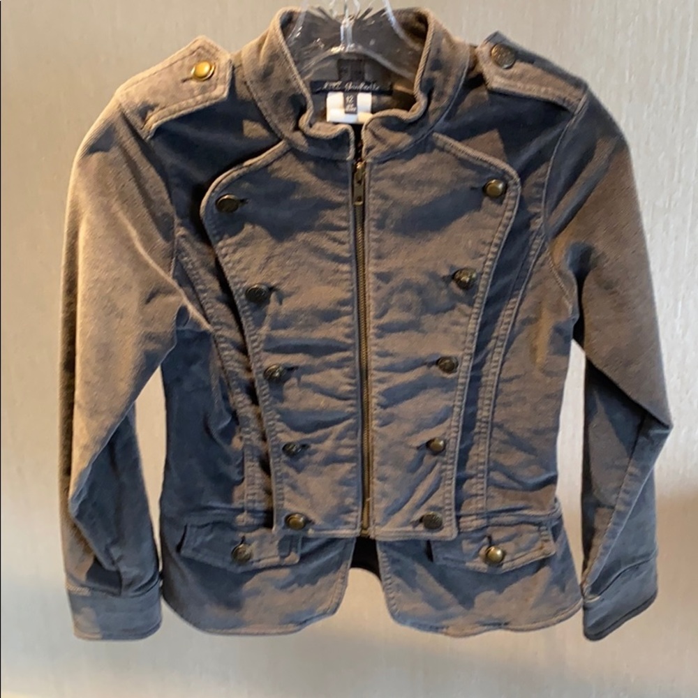LILI GAUFRETTE gray velvet zip up blazer size 12